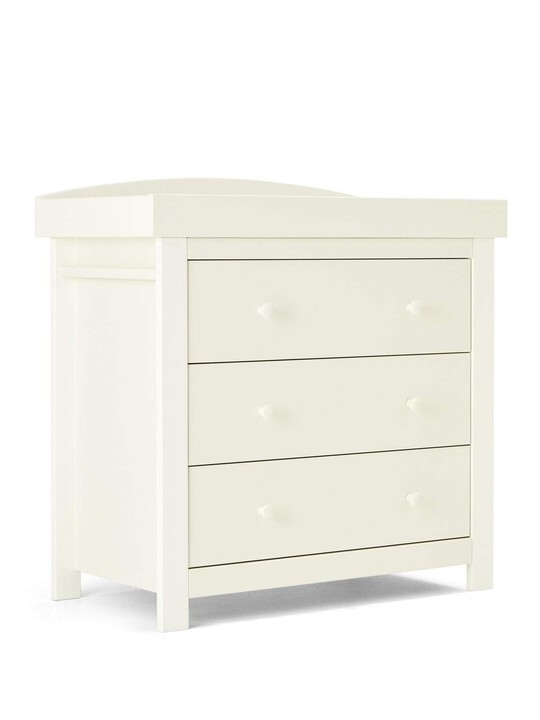 Mia 4 Piece Cotbed with Dresser Changer, Wardrobe, and Essential Pocket Spring Mattress Set- White image number 5